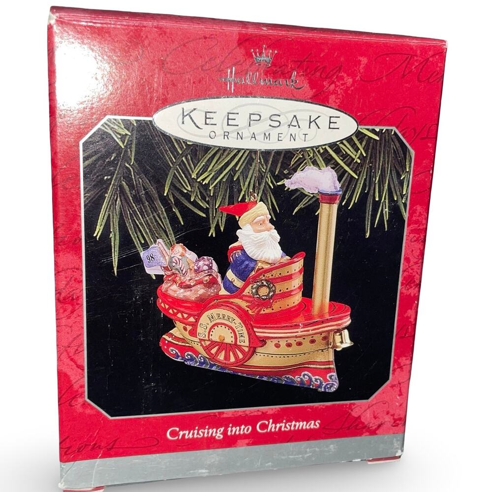 Hallmark Keepsake Ornament Cruising into Christmas 1998 Santa Riverboat Ken Crow